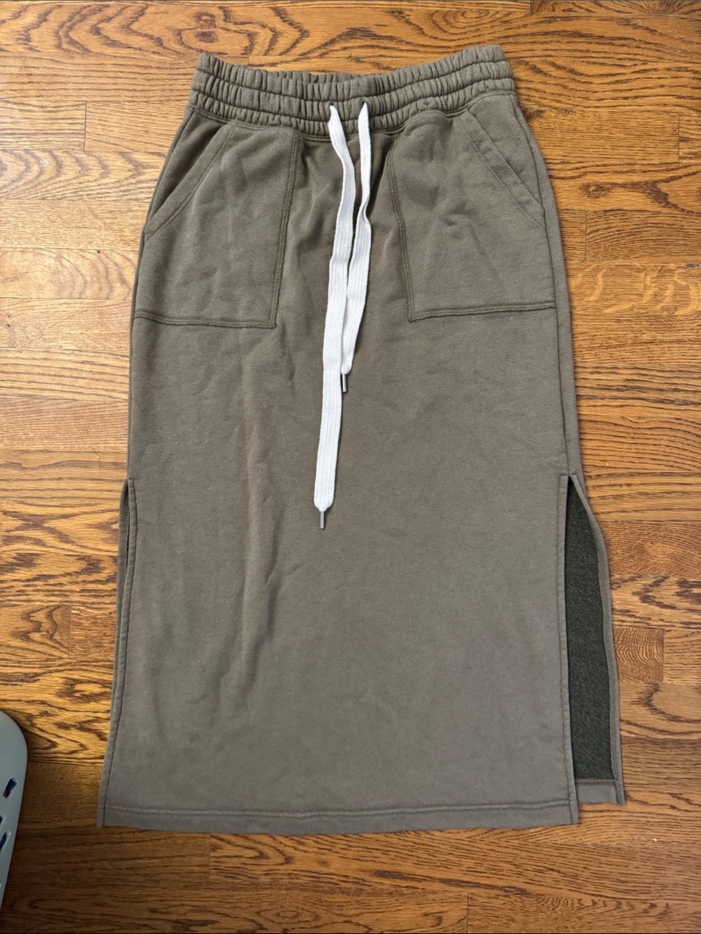 aerie Brown/ Dark Green Drawstring Midi Skirt with Side Slits size Medium